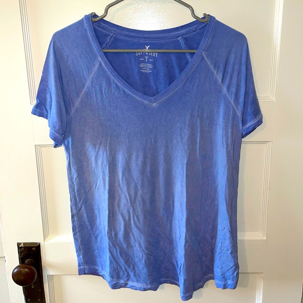 Blue V-Neck Top